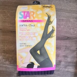 Star Power by Spanx Center Stage Patterned Ribbed Row Shaping Tights Size E